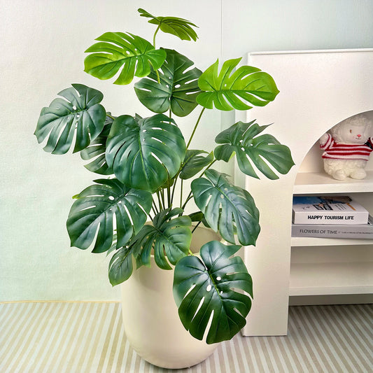 65/100Cm Monstera Plant Plastic Leaf Small Fake Plant Potted Ornamental Indoor Artificial Plant for Home Decor Office